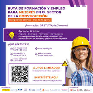 Abren convocatoria gratuita para que mujeres se formen en el sector de la construcción