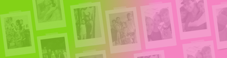 Fotos polaroid de mujeres migrantes venezolanas con sus hijos.